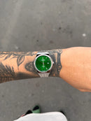 CASIO QUARTZ MTP PRATEADO FUNDO VERDE