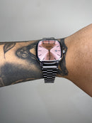 CASIO QUARTZ 2023 PRATEADO FUNDO ROSA