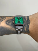 CASIO VINTAGE QUARTZ PRATEADO ESMERALDA