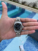 Rolex Oyster Perpetual Prata fundo Preto