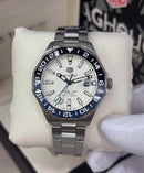 Tag Heuer Aquarecer Calibre 7 GMT Prata fundo Marfim